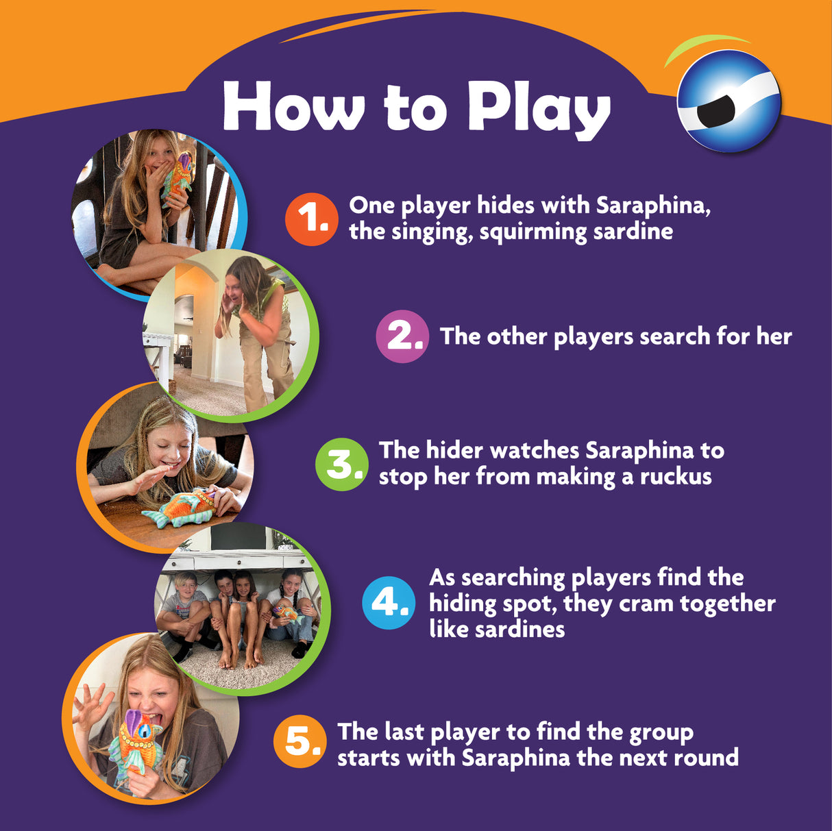 Seek and Hide Sardines - Hide as a Group with a Singing Fish! | Ages 5+, 4-16 Players | Use for Family Game Night, Birthday Par