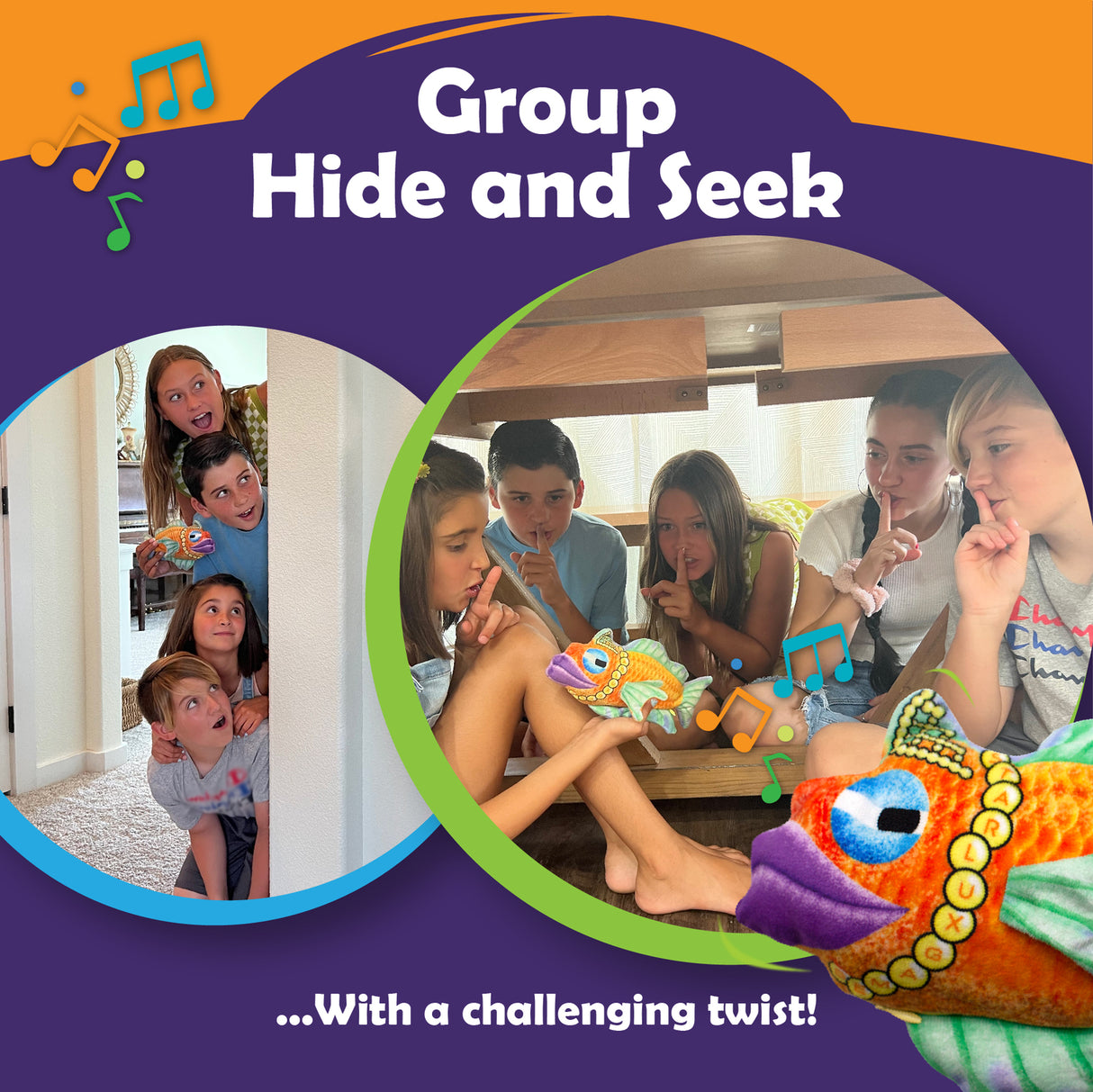 Seek and Hide Sardines - Hide as a Group with a Singing Fish! | Ages 5+, 4-16 Players | Use for Family Game Night, Birthday Par