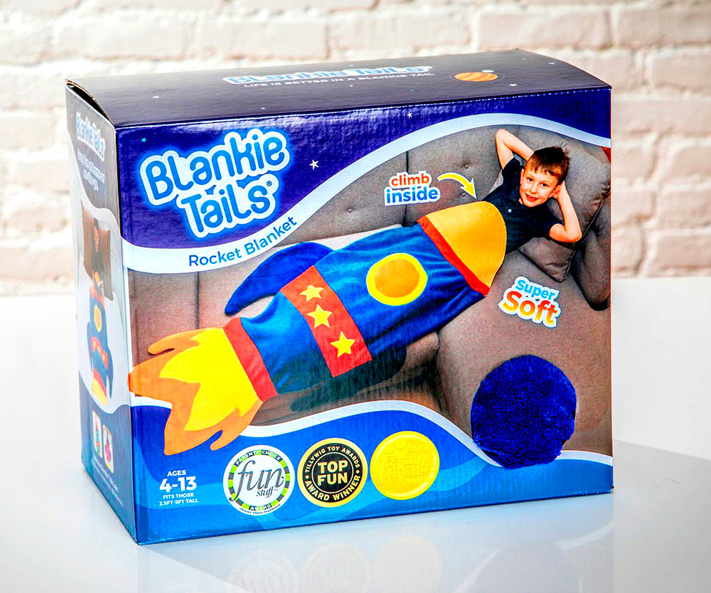 Blue Rocket Ship Blankie Tail