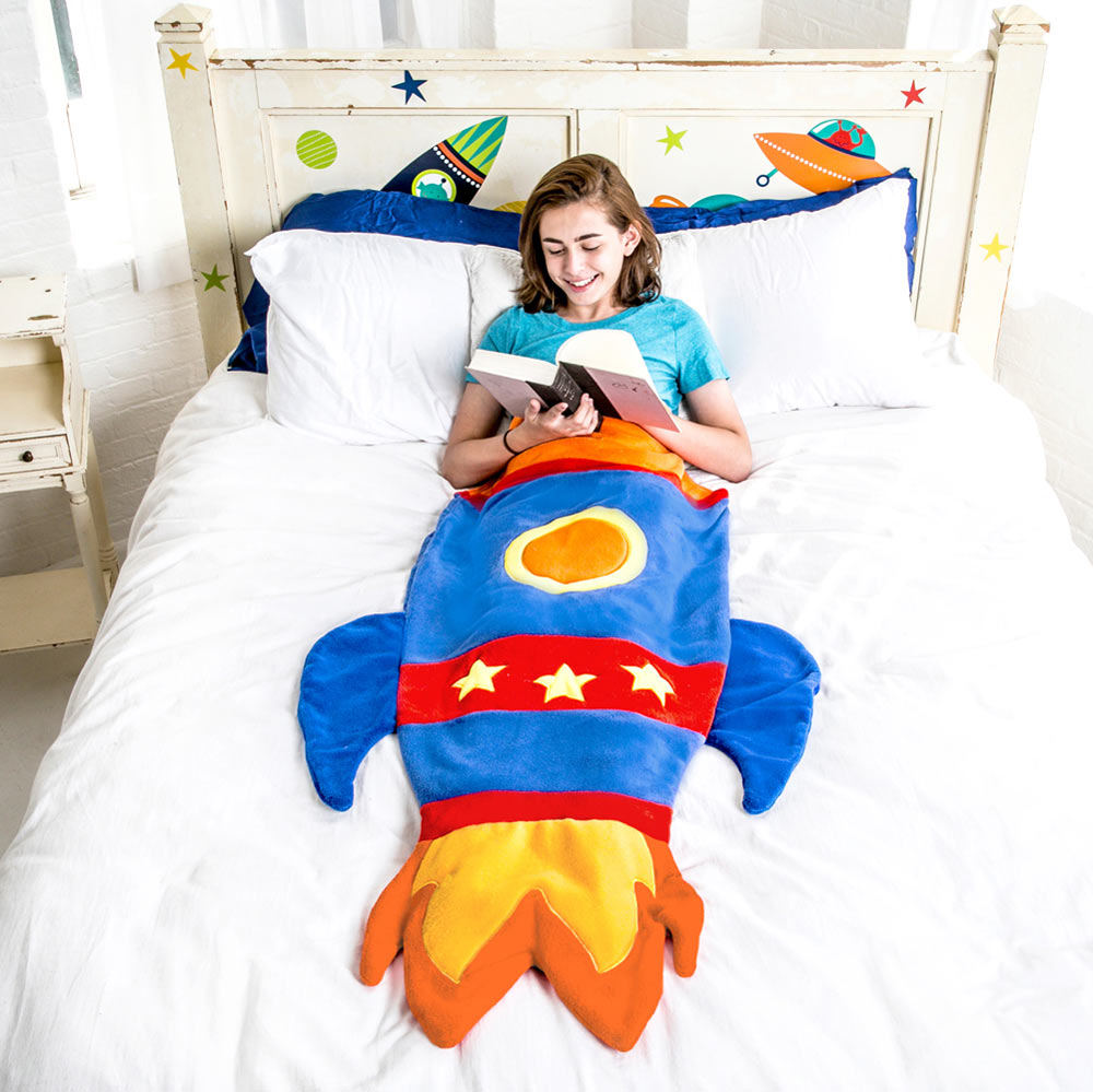 Blue Rocket Ship Blankie Tail