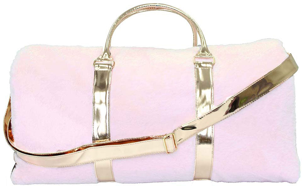 American Jewel Disco Vibe Fur Duffle Bag - Rose Gold