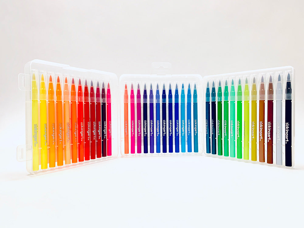 KINGART™ Watercolor Brush Tip Markers, Set of 36