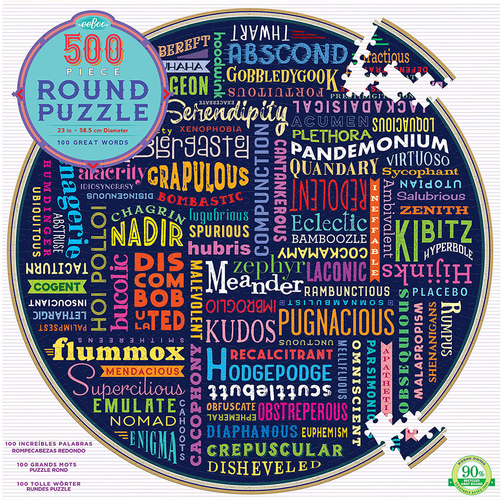 100 Great Words 500 Piece Round Puzzle