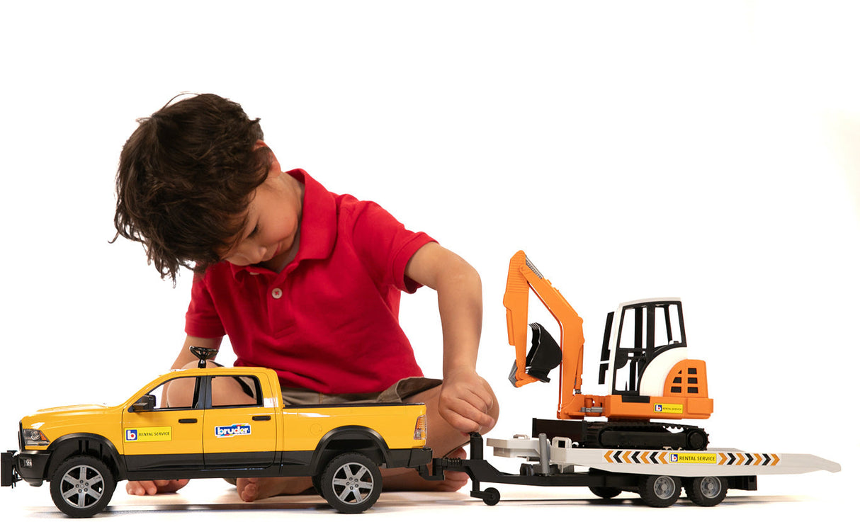 Bruder RAM Rental Service Truck with Mini Excavator