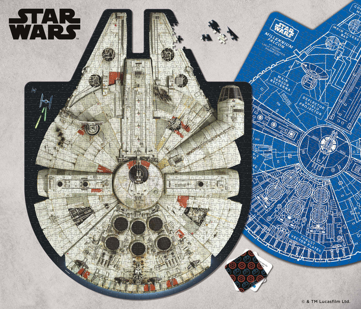 Star Wars Double-Sided Millennium Falcon Jigsaw Puzzle & Trivia