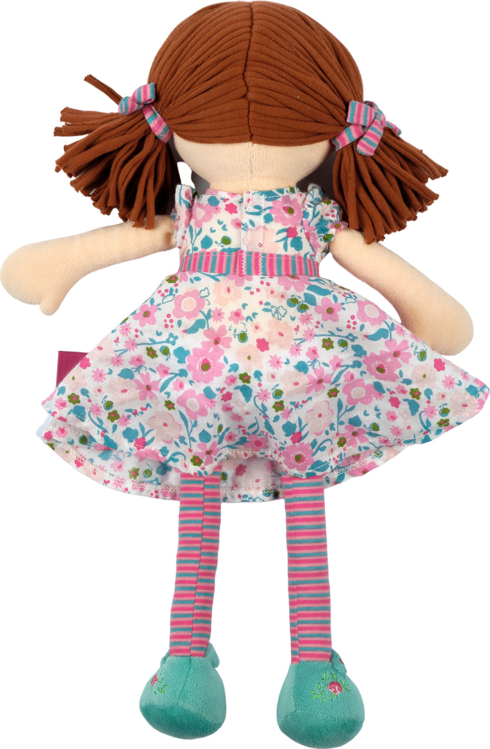 Katy - Dark Brown Hair With Pink & Sea Green Dress