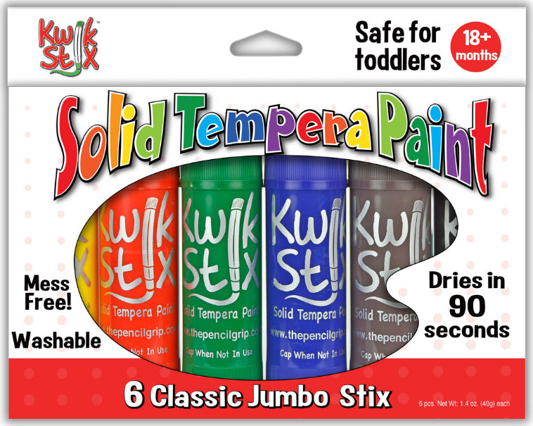 Jumbo KwikStix Tempera Paint - 6 pc Classic Colors