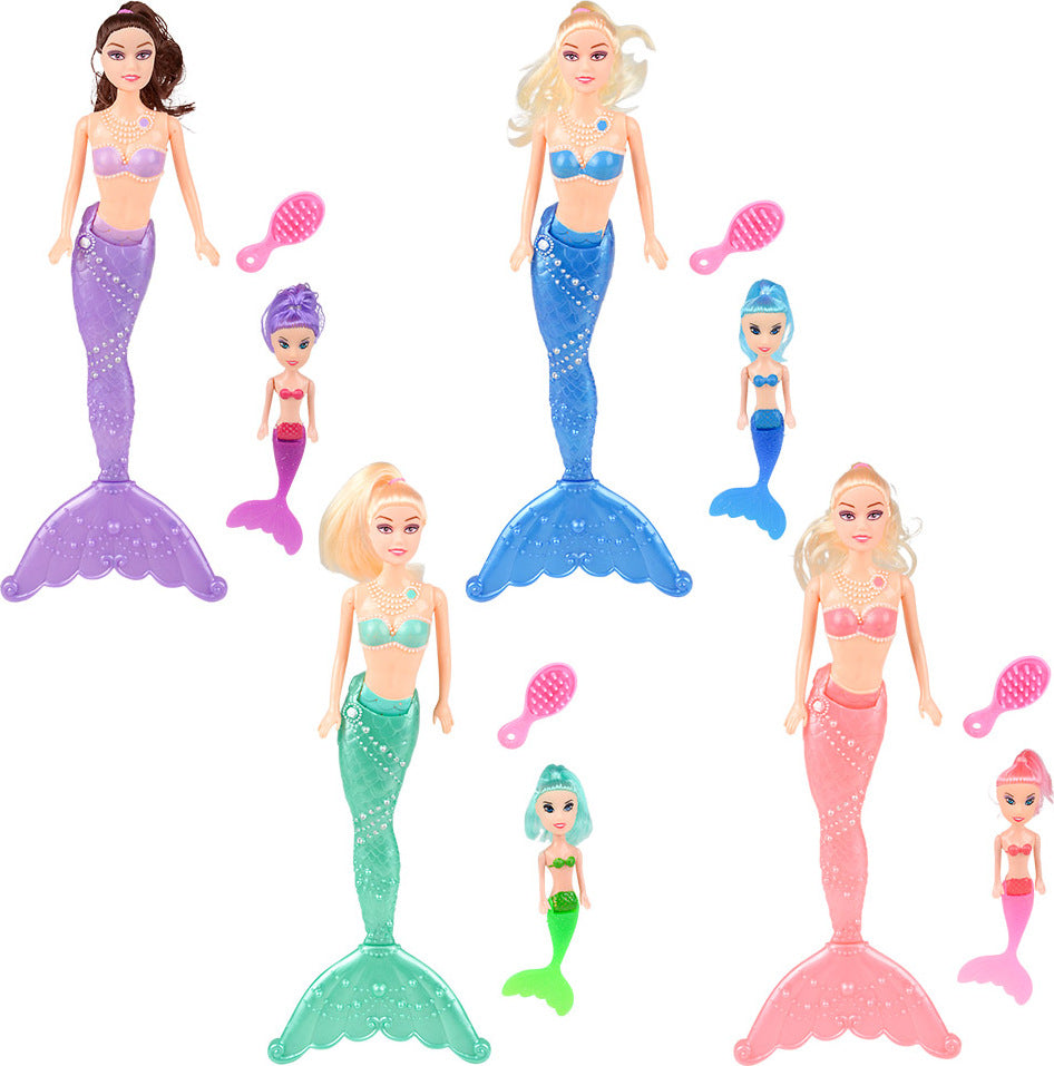 12.5" Mermaid With Mini Mermaid Doll Play Set