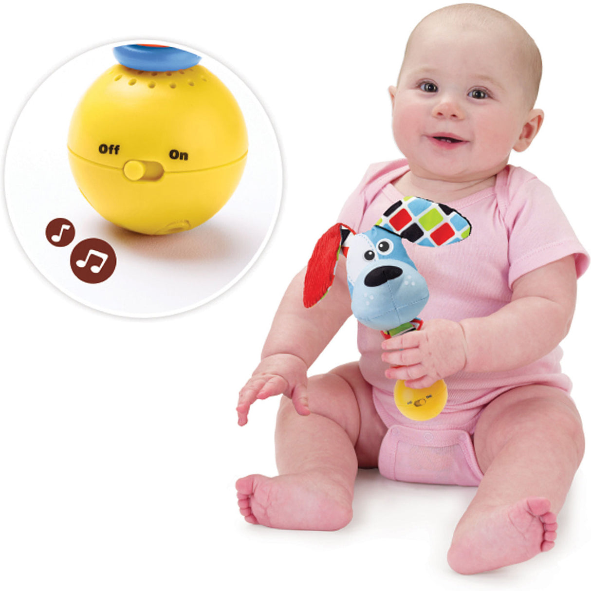 Musical Activity Rattle- Motion Activated Dog Rattle with Music- Activity Toy for Babies 0 Months and Older