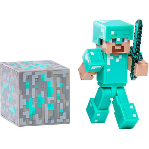 Minecraft 3" Steve With Diamond Armor With Accessory