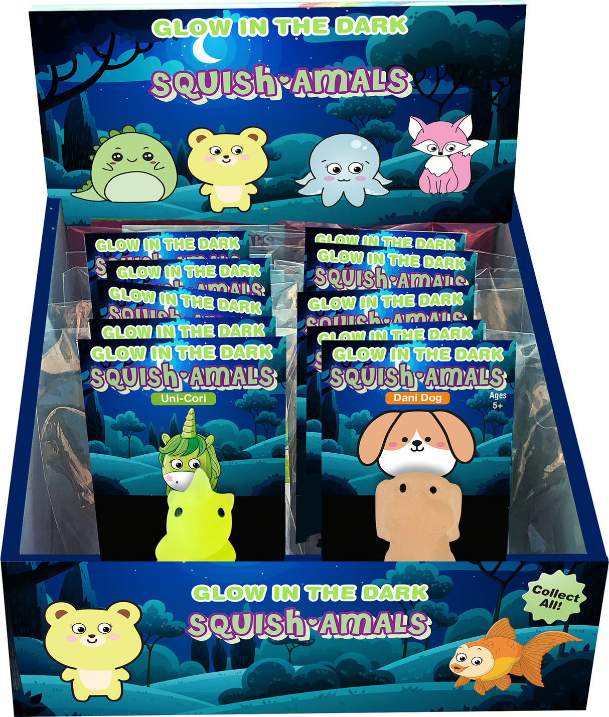 Squish-Amals Glow In The Dark (assorted)