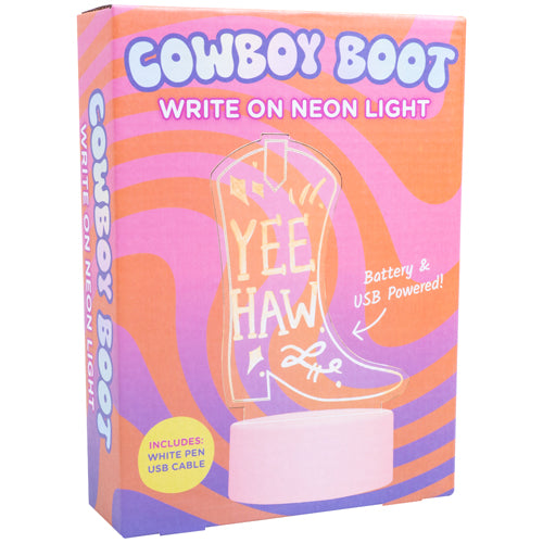 Cowboy Boot Write On Neon Light