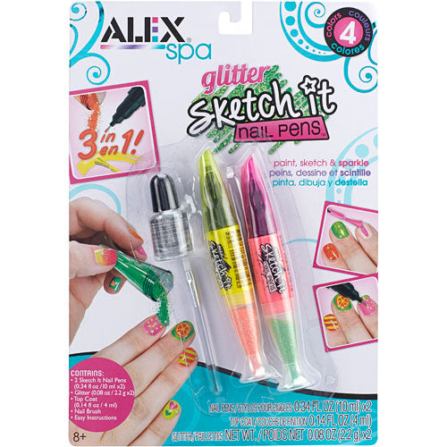 ALEX Spa Glitter Sketch It Nail Pens 2 Pack