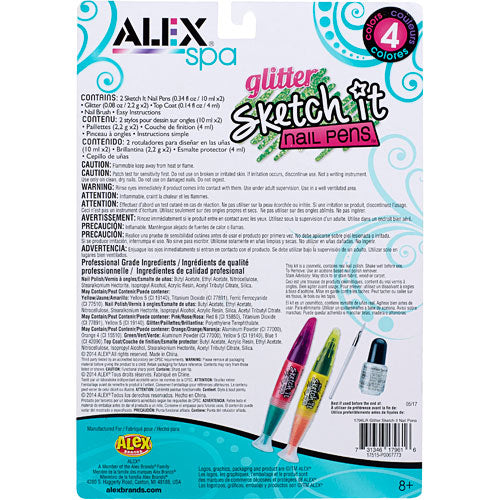 ALEX Spa Glitter Sketch It Nail Pens 2 Pack