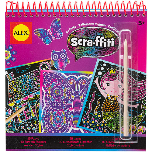 ALEX Toys Artist Studio Scra-ffiti So Cute Artist Studio Scratch Pad Coloring and Sketch Book