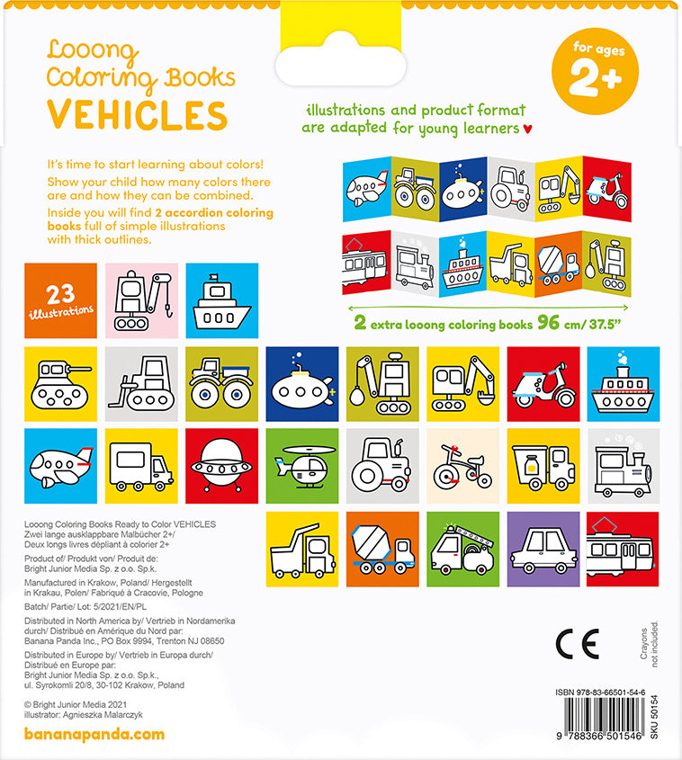 Looong Coloring Books - Ready to Color Vehicles