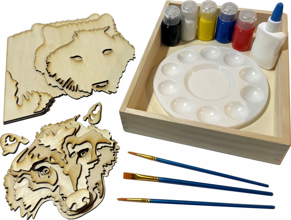 Get Stacked Paint and Puzzle Kit - The Gray Wolf