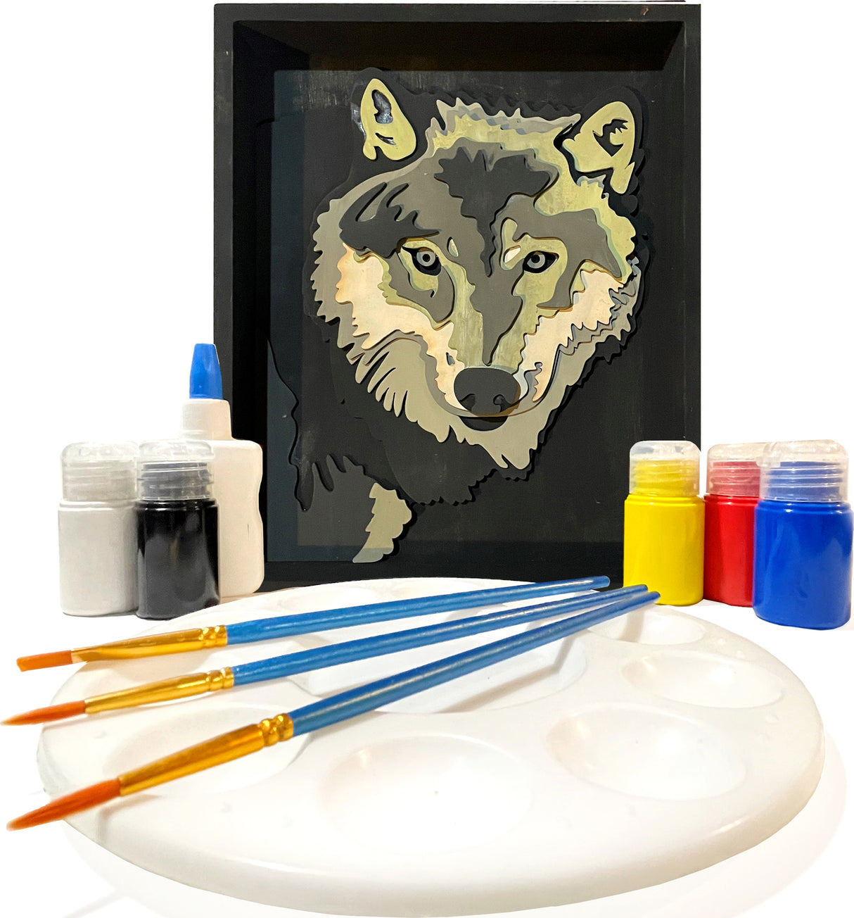 Get Stacked Paint and Puzzle Kit - The Gray Wolf