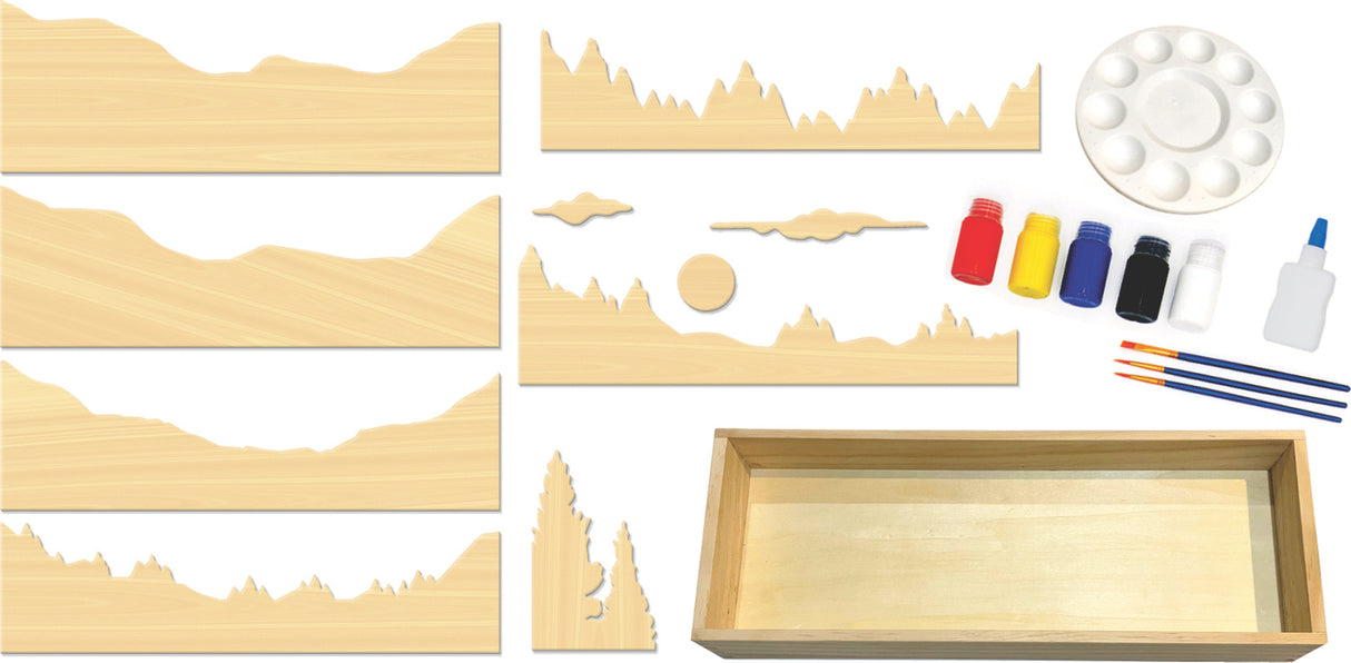 Get Stacked Paint and Puzzle Kit - Mountain Forest Sunset