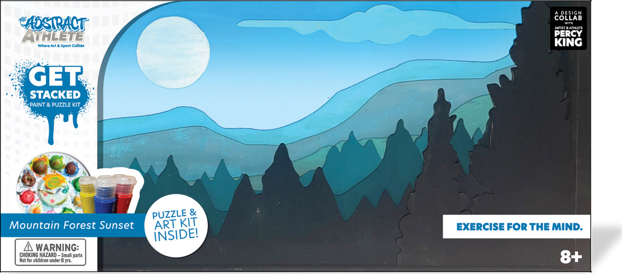 Get Stacked Paint and Puzzle Kit - Mountain Forest Sunset