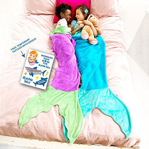 Blankie Tails Mermaid Tail Blanket (Ages 3-12) (Purple/Seafoam)