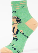 I Like Long Walks To The Library Womens Ankle Socks