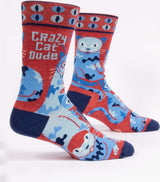 Crazy Cat Dude Mens Crew Socks