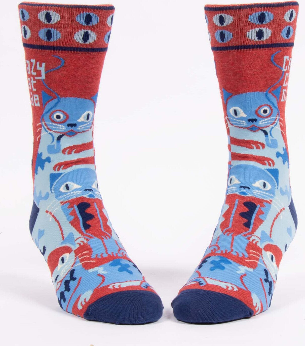 Crazy Cat Dude Mens Crew Socks