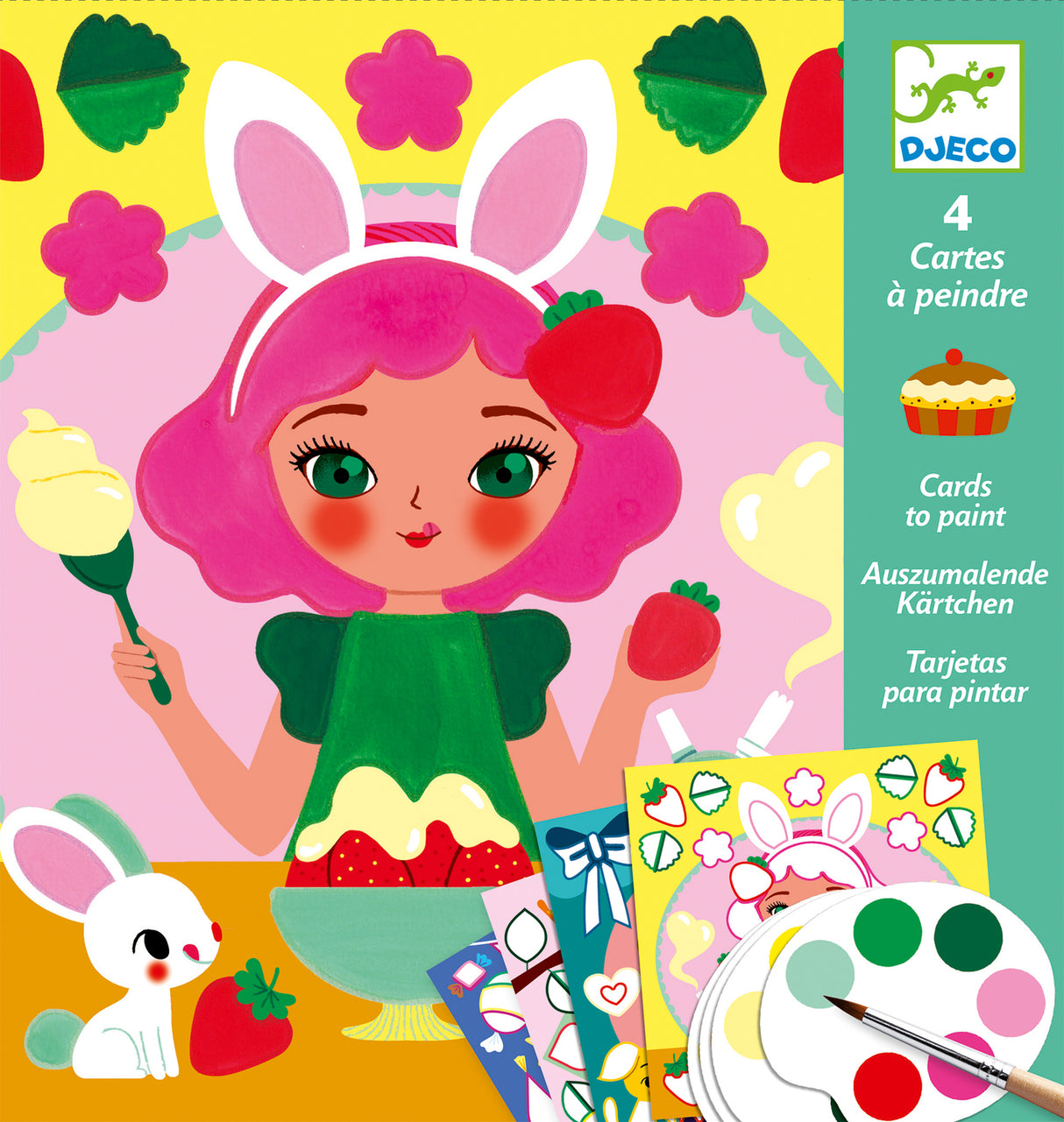 Djeco Snack Time  Surprise Watercolor Painting Cards Activity Set