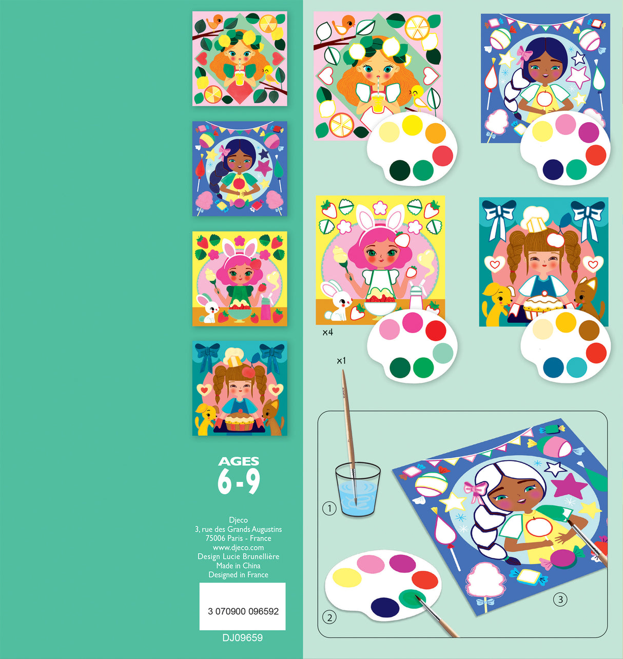 Djeco Snack Time  Surprise Watercolor Painting Cards Activity Set