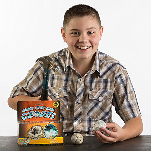 Discover with Dr. Cool Break Open 2 Real Geodes Find Crystal Treasure Kit