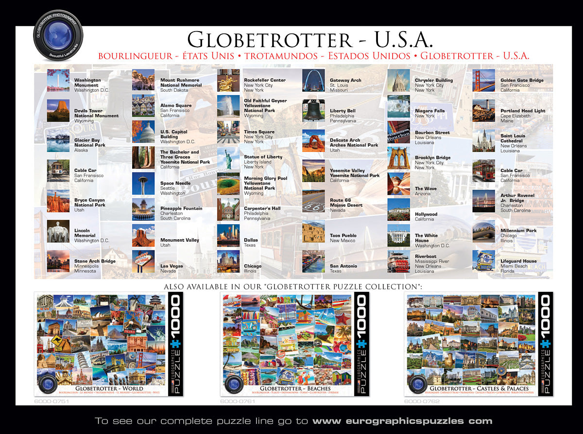 USA Globetrotter 1000-Piece Puzzle