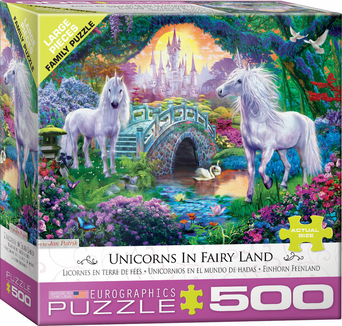500 pc - Large Puzzle Pieces - Unicorns in Fairy Land by Jan Patrik