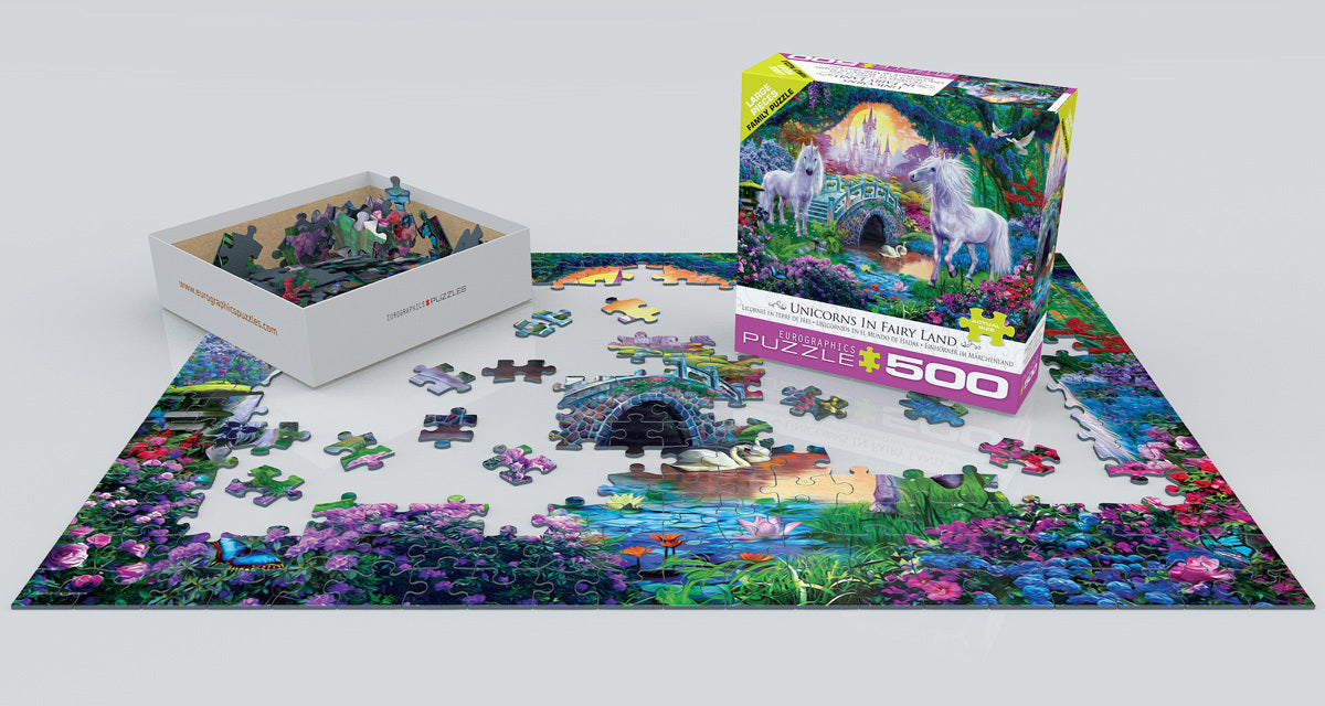 500 pc - Large Puzzle Pieces - Unicorns in Fairy Land by Jan Patrik