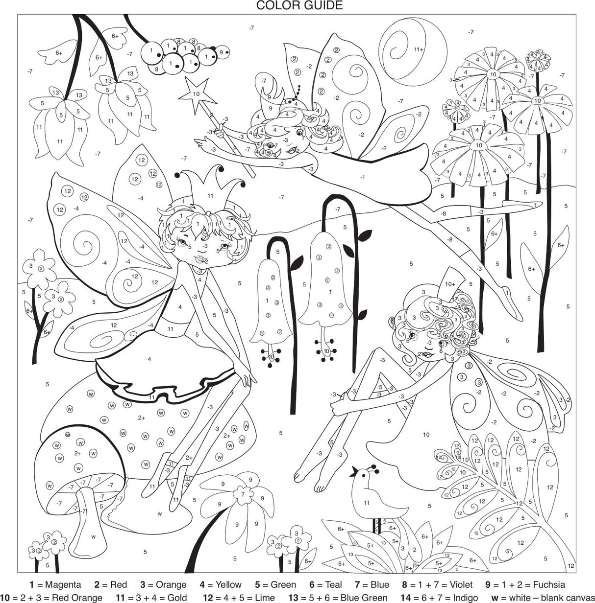 Watercolor Paint by Number Fairy Garden