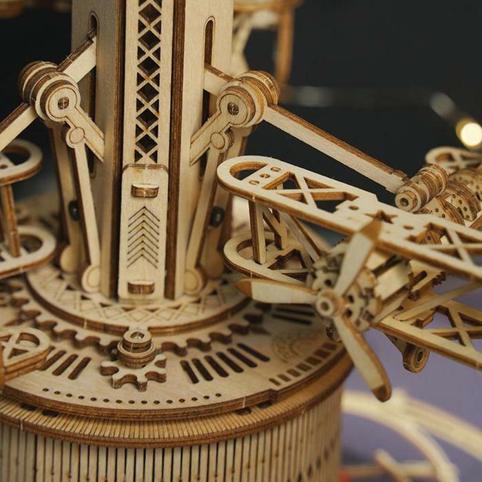 3D Wooden Puzzle Music Box - Airplane-Control Tower