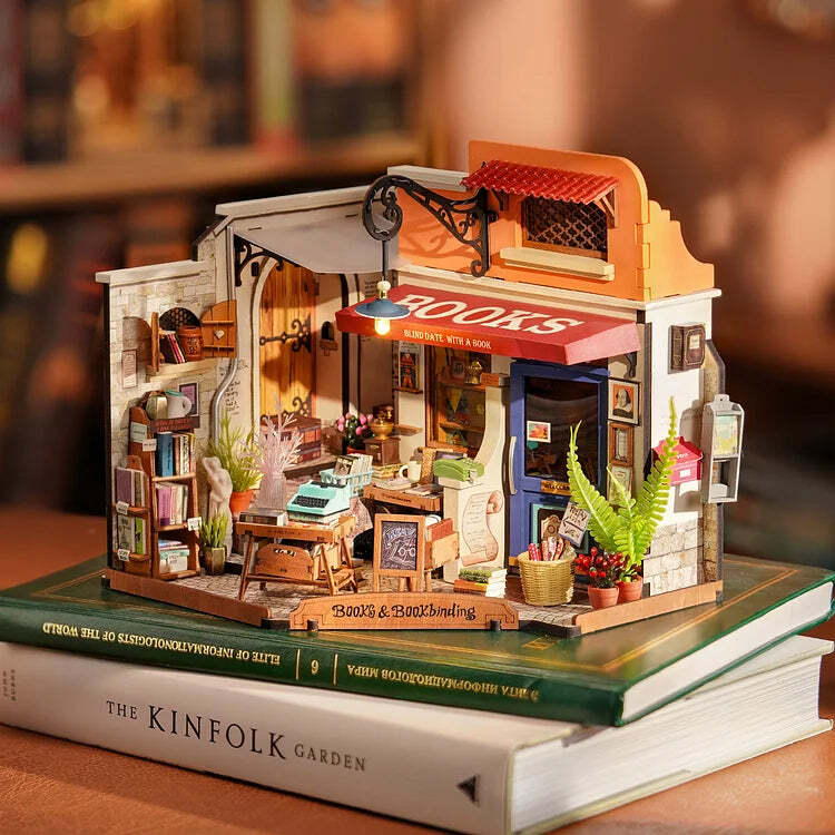 DIY Miniature House Kit: Corner Bookstore