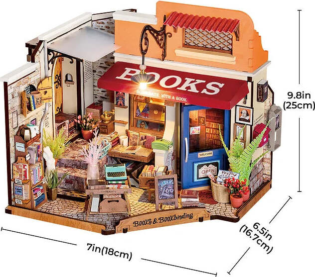 DIY Miniature House Kit: Corner Bookstore