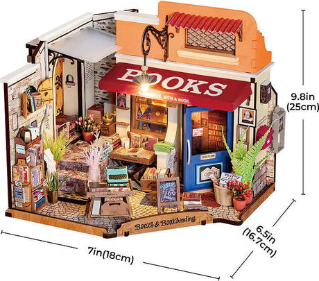DIY Miniature House Kit: Corner Bookstore