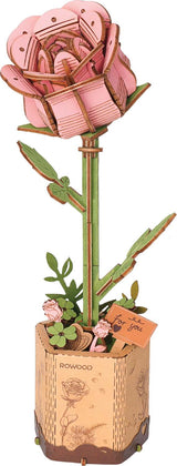 Modern Wooden Puzzle: Pink Rose