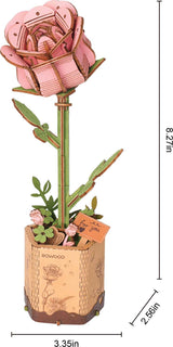 Modern Wooden Puzzle: Pink Rose