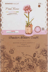 Modern Wooden Puzzle: Pink Rose