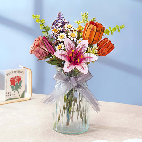 Modern Wooden Puzzle: Pink Lilly