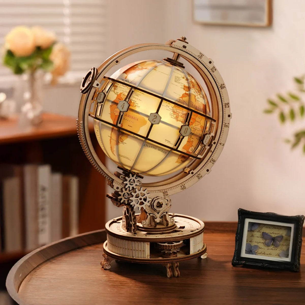 Luminous Globe 3D Wooden Puzzle, Electric Version