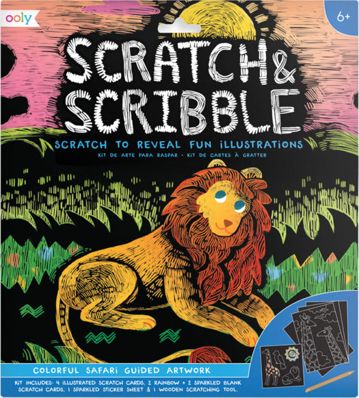 Colorful Safari Scratch And Scribble Scratch Art Kit