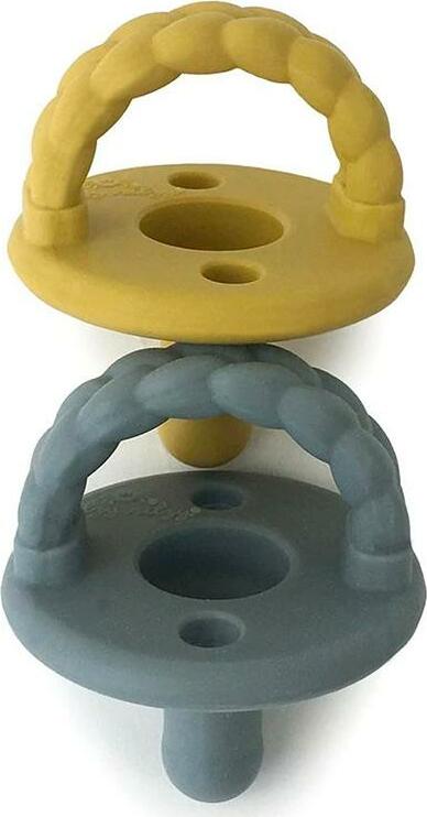 Sweetie Soother Silicone Pacifiers - Braid (Dark Gray/Yellow)