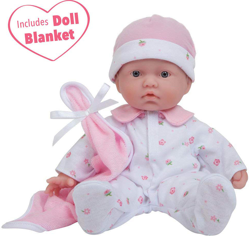 JC Toys La Baby 11-inch Washable Soft Body Caucasian Baby Doll with Pink outfit and Accessories