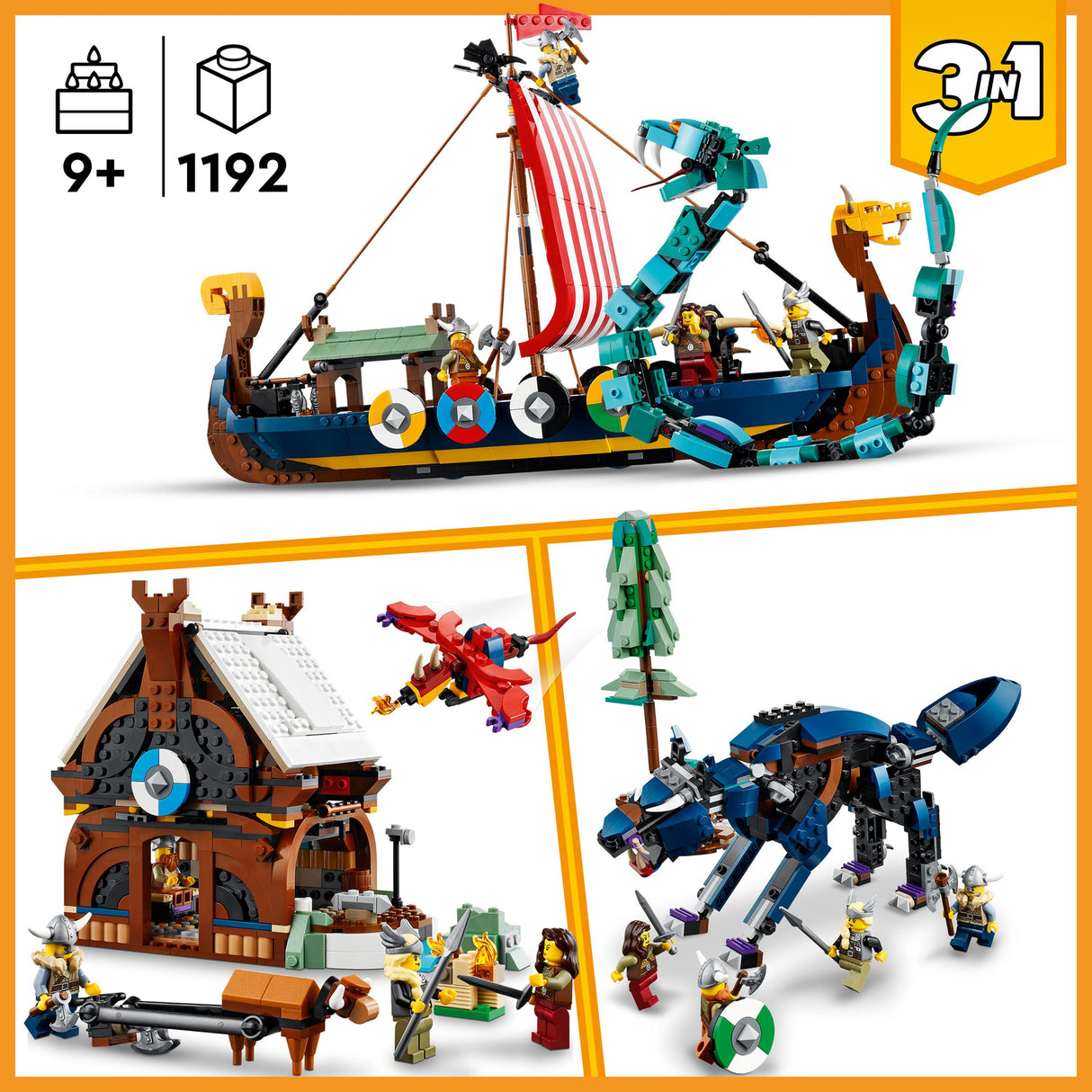 LEGO Creator Viking Ship Midgard Serpent Set