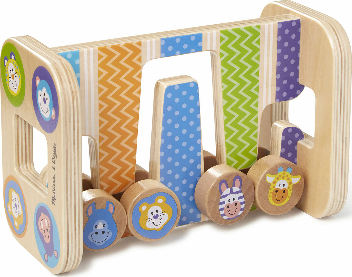 First Play Wooden Safari Zig-Zag Tower With 4 Rolling Pieces