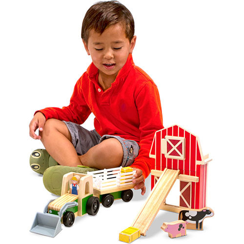 Whittle World 9 pc. Wooden Farm & Tractor Set